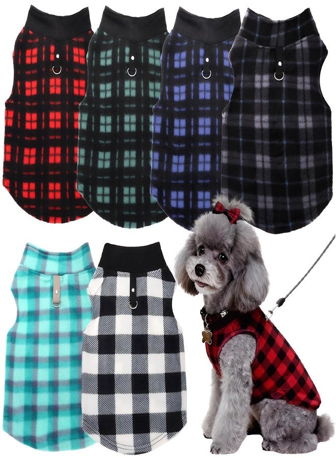 Goaste 6 Pack Fleece Dog Sweaters, Turtleneck Dogs Sweatshirt with Leash Ring, Soft Winter Dogs Clothes, Plaid Dog Outfits Vest for Cats, Assorted Colors (Medium) - Image 1